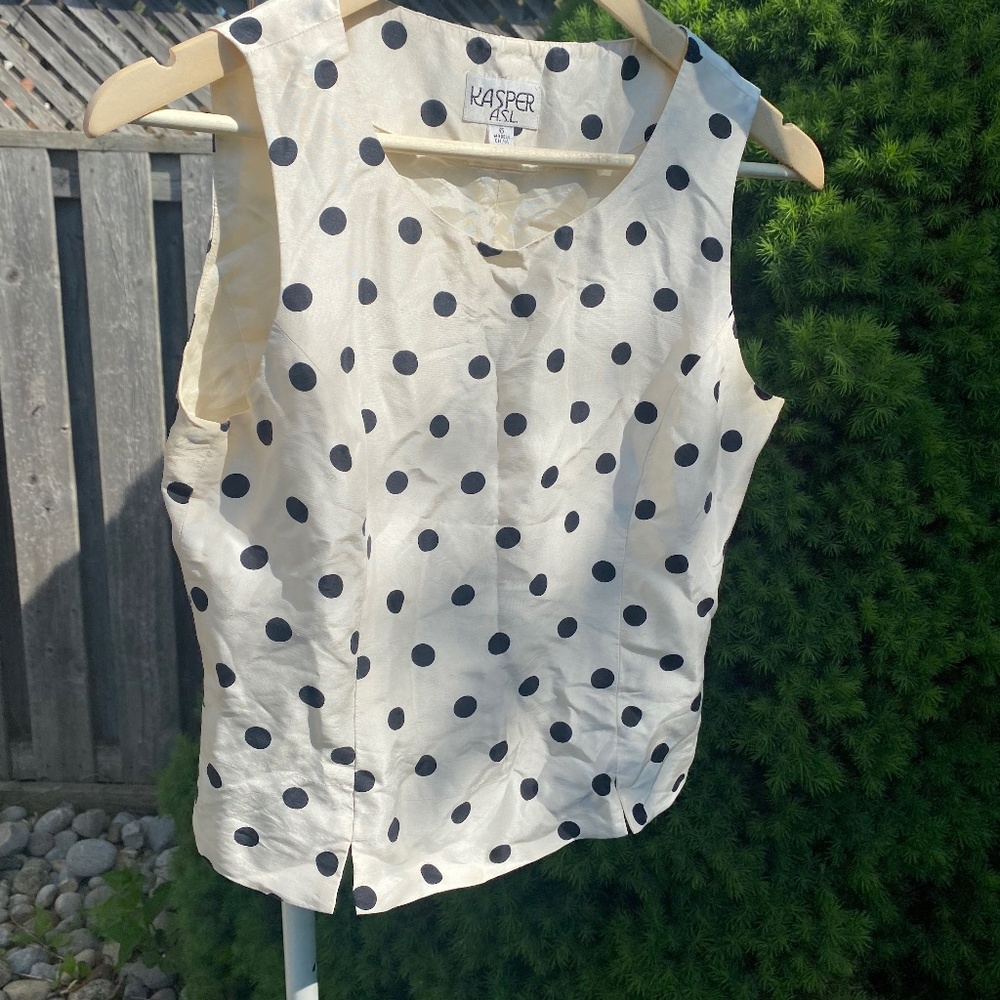 POLKA DOT 100% SILK WOMENS TOP OFFICE